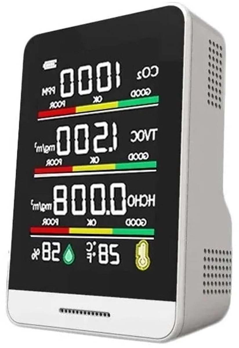 Luchtkwaliteit Monitor - CO2 Meter Vochtigheid - Binnenlucht Meten - Realtime Weergave - 10 g - One Color