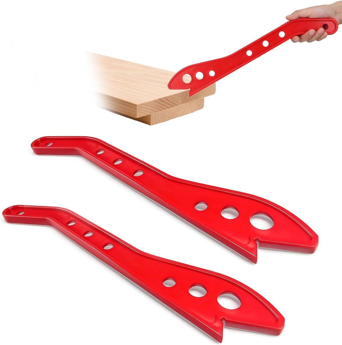 Schuifstok voor Cirkelzaag - Duwstok Veiligheidshulp - Veilig Hout Zagen - Speciale Grip Rand - 42 cm - Rood