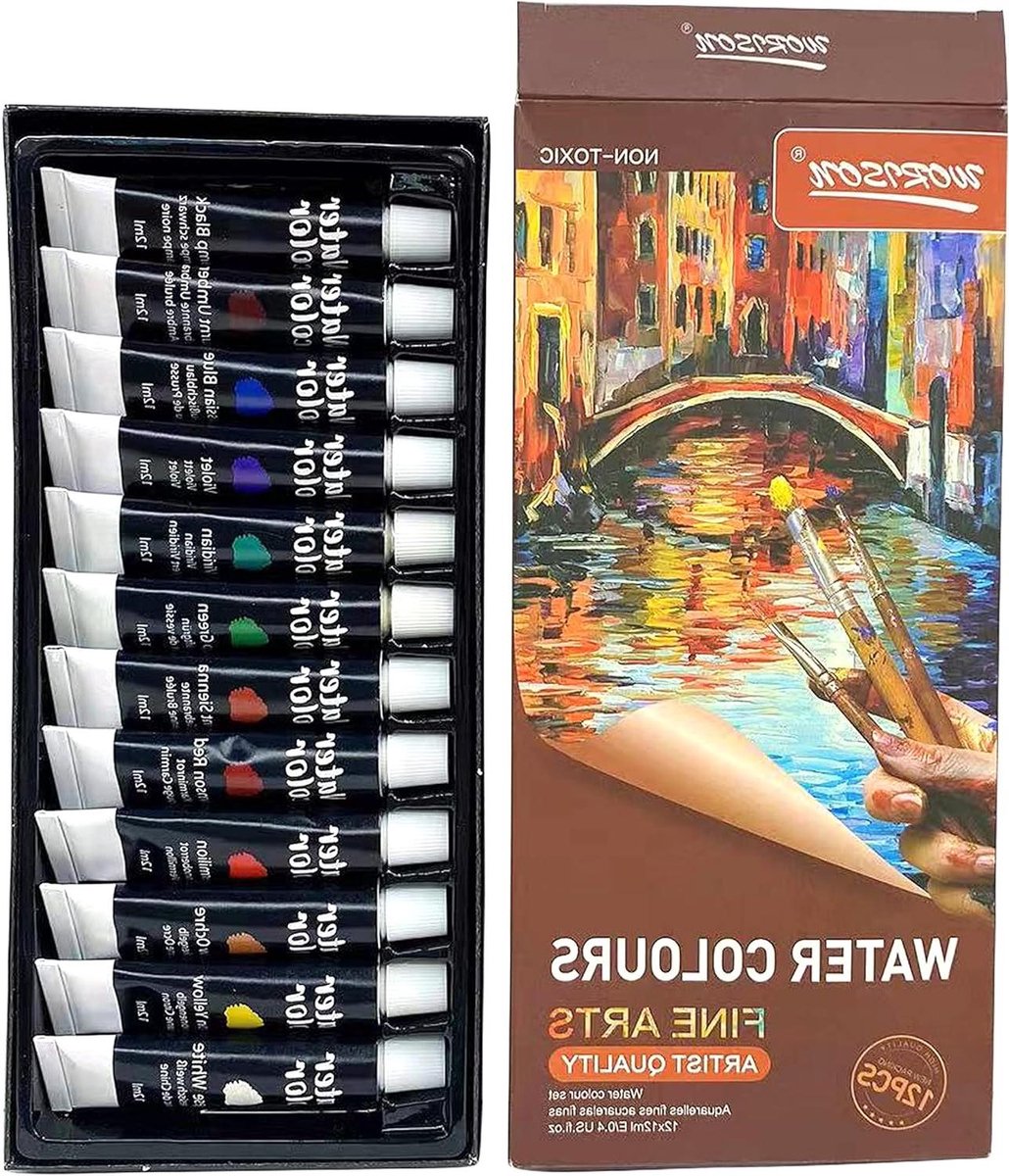 Waterverf Set - Verfbuizen Aquarel - Schilderen op Papier - Transparante Kleuren - 12 ml per stuk - Multicolor