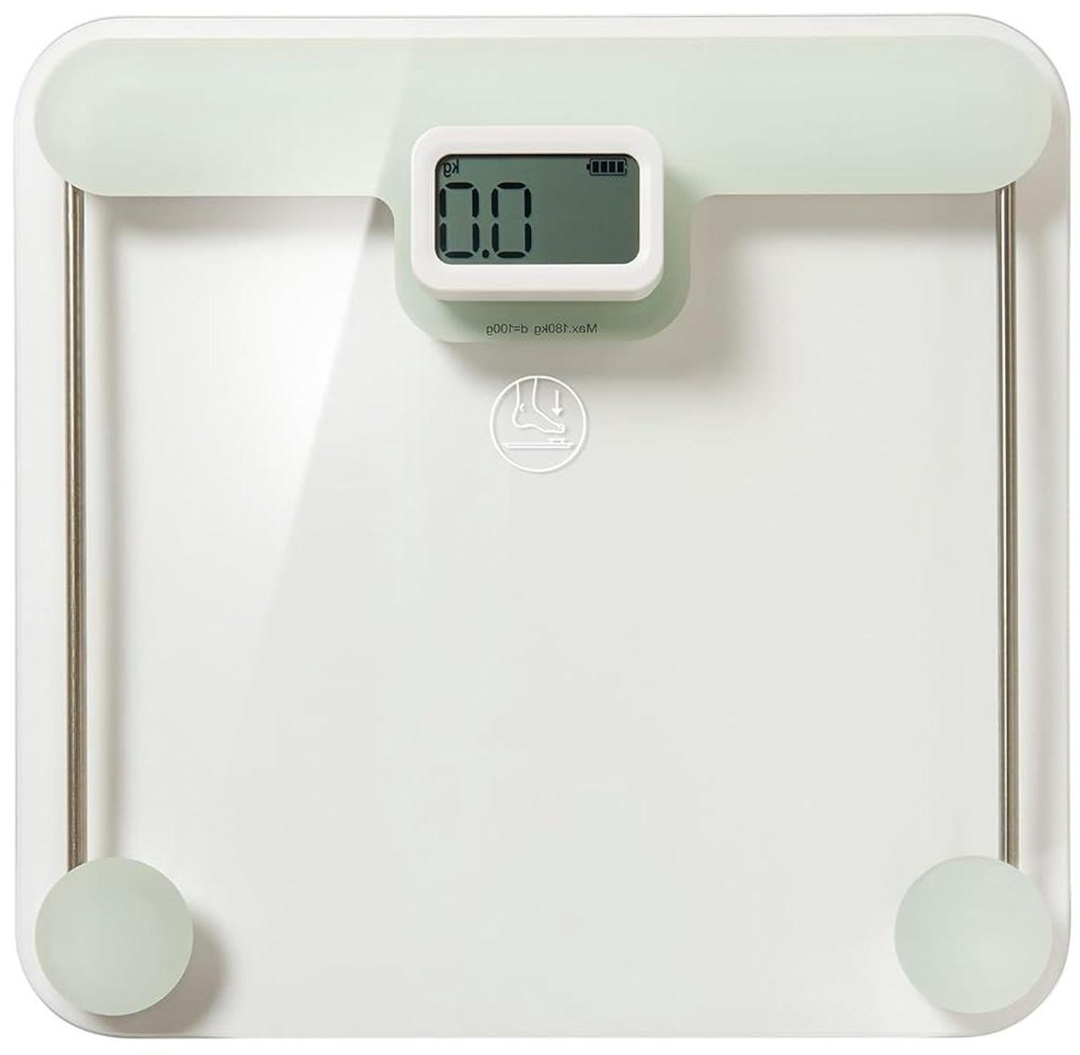 Digitale Personenweegschaal - Badkamerweegschaal Lichaamsweegschaal - Gezondheid Monitoren - Batterijloos Werking - 300 mm x 310 mm - Wit Transparant