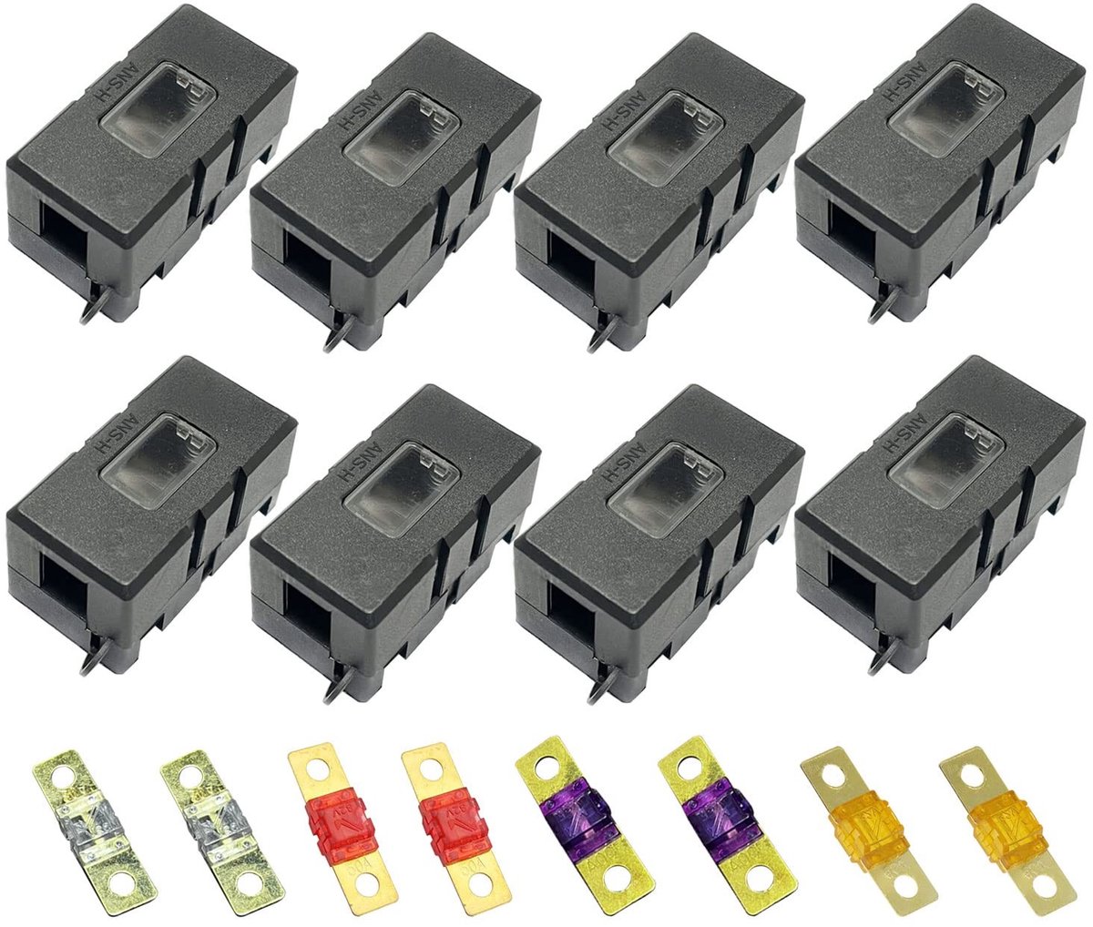 Dailygoody - Midi Fuse Holder - Hoge Stroom - 8Pcs - Zwart - Auto Fuse Holder - Geschikt voor Auto's en Trucks - Krachtige Bescherming