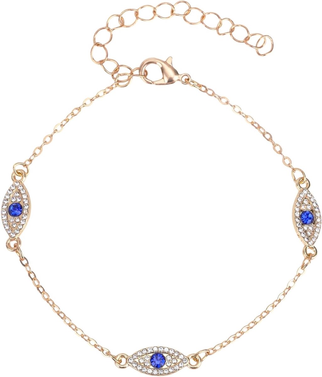 Gouden Evil Eye Enkelband voor Vrouwen, Verstelbare Boho Enkelband, Waterdichte Zomer Sieraad Cadeau voor Haar
