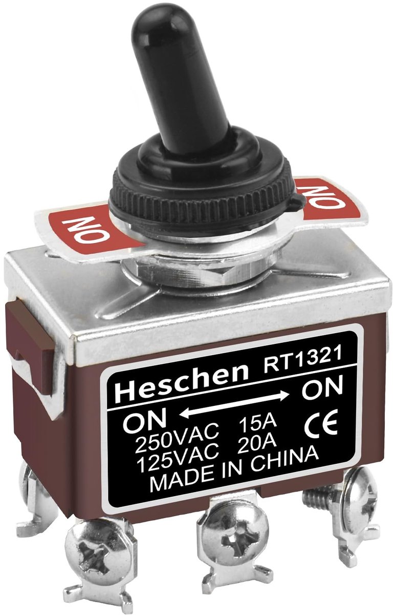 Dailygoody - Metal Toggle Switch - Schakelaar - Waterdichte Bediening - 15A 250VAC - Onderhoudsmodus - 12mm Montagegat - Geschikt voor Elektrisch...