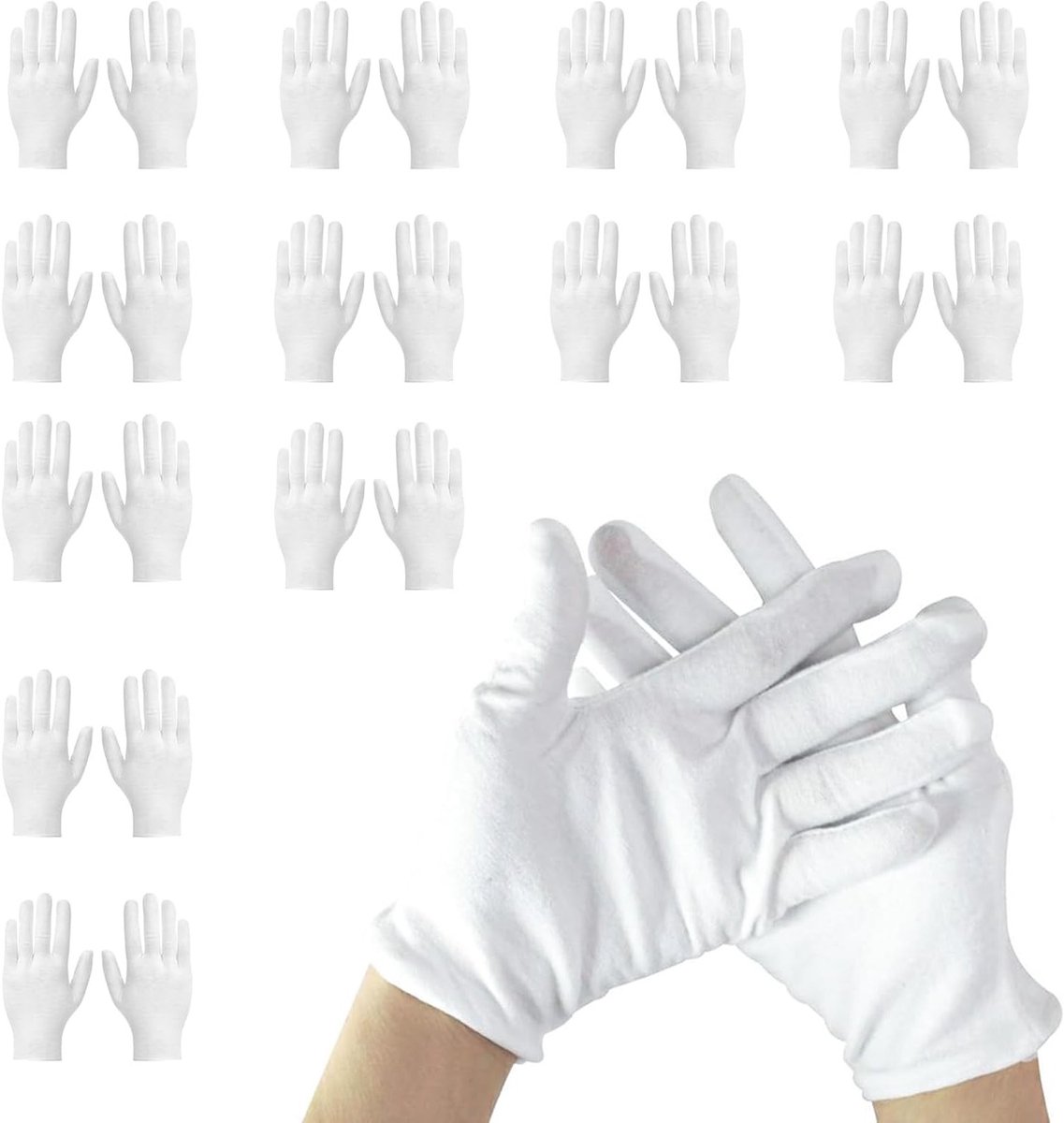 Zachte katoenen handschoenen voor handverzorging en vochtverzorging, 12 paar, ideaal voor SPA en droge handen