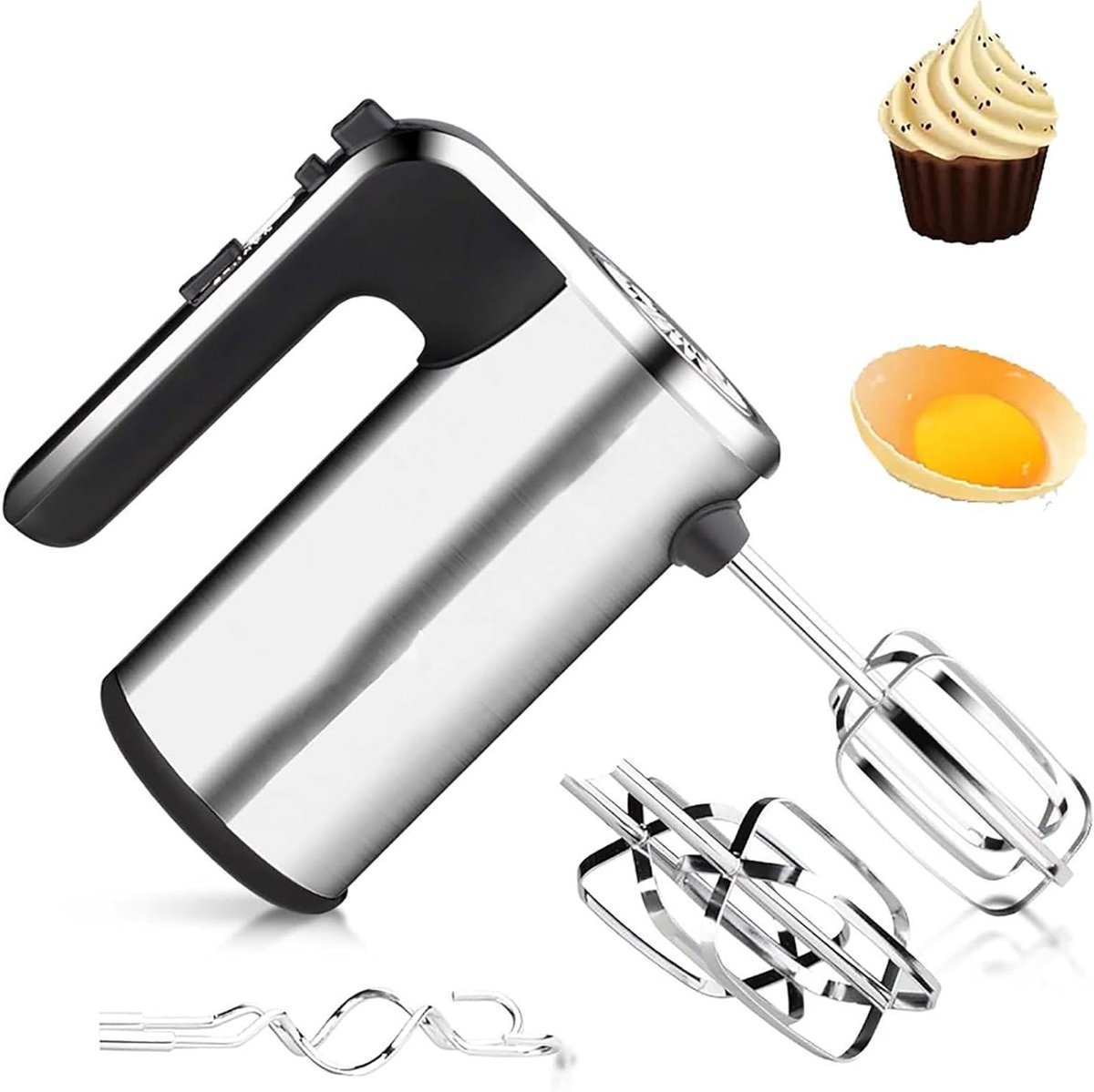 Elektrische Handmixer - Handklopper Keukenmachine - Bakken en Mixen - 500W Krachtige Motor - 5 Snelheden - Wit