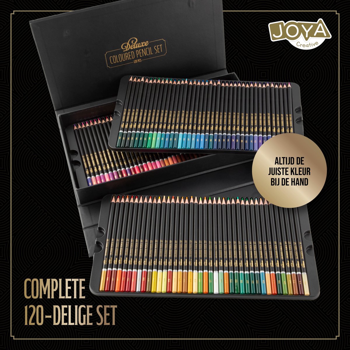 Professionele Kleurpotloden Set - 120 Stuks - Tekenset voor Volwassenen en Kinderen - in Luxe Opbergdoos met magneetsluiting - Joya Creative — afbeelding 3