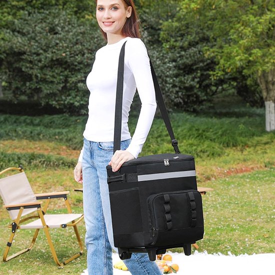 Koelbox op wielen - Draagbare koeltas - Buitenactiviteiten - Lekvrij ontwerp - 35 liter - Zwart van Koelbox. — afbeelding 3