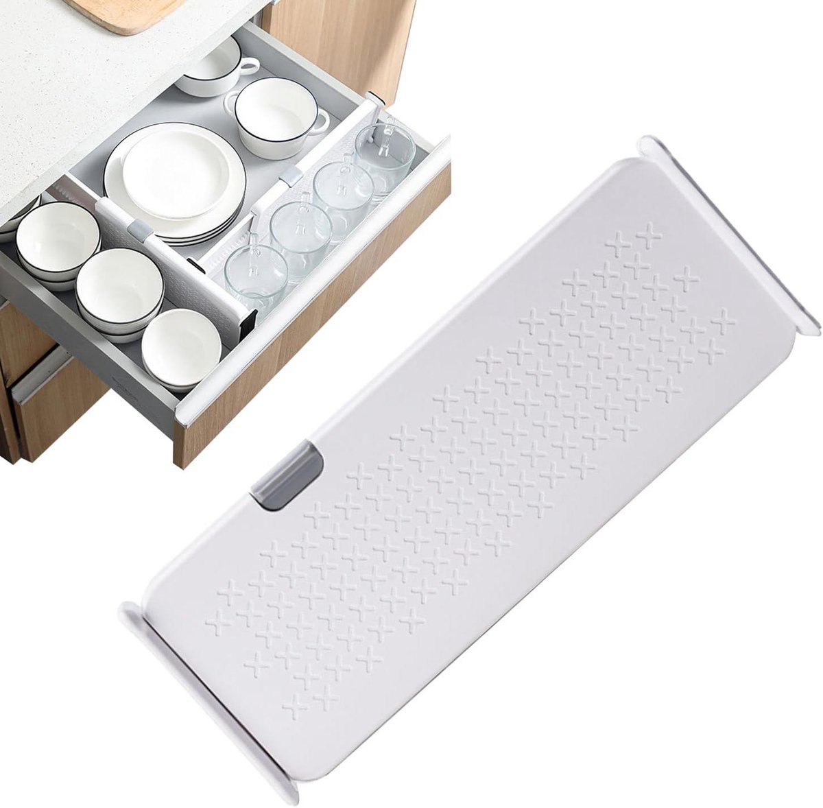 Ladeverdeler Uittrekbaar - Lade Organizer - Laden Ordenen - Antislip Eindkappen - 28-43 cm - Wit