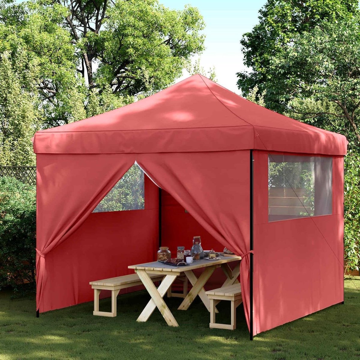Partytent Pop-up - Feesttent Tuin - Buiten Feesten - Snel Opzetbaar - 292x292x315 cm - Bordeauxrood