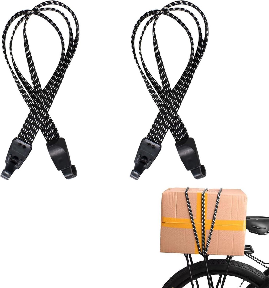 Bagagespanners Set - Spanbanden Fiets - Bagage Vervoeren - Hoge Elasticiteit - 2 Stuks 120cm - Zwart