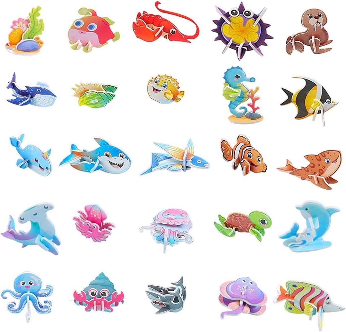 3D Puzzel Set - Papieren Knutselwerk - Creatief Spelen - Gladde Robuuste Randen - 25 Stuks - B