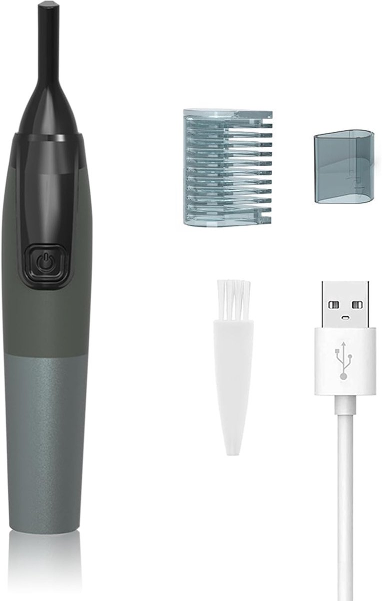 Ulisem - Trimmer - Elektrische wenkbrauwtrimmer - Pijnloze neus- en oortrimmer - Oplaadbaar - Met ledlampje - Geschikt voor gezicht en lichaam - Inclusief reinigingsborsteltje - Zwart