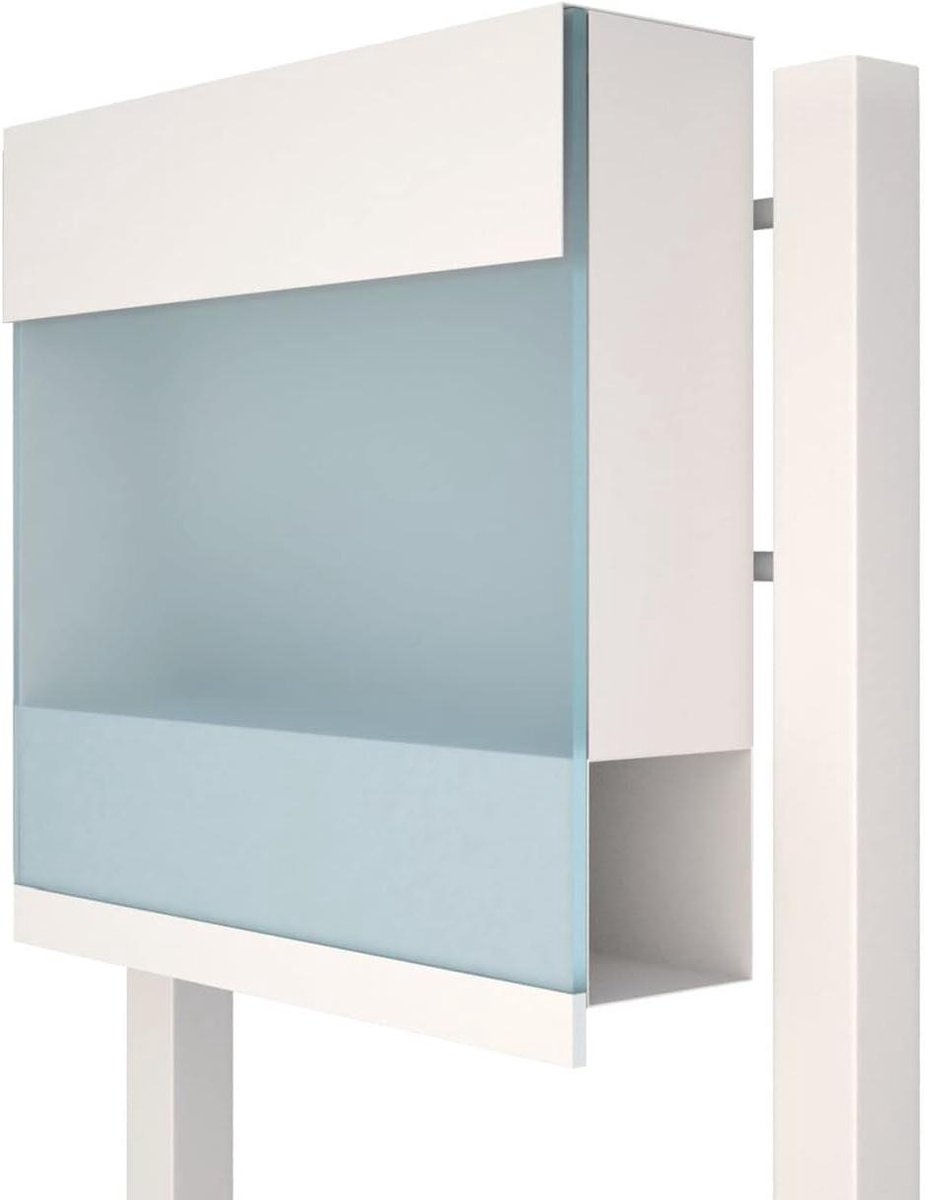Staande brievenbus - Brievenbus buiten - Post ontvangen - Gepoedercoat staal - 125 cm hoog - Mat wit