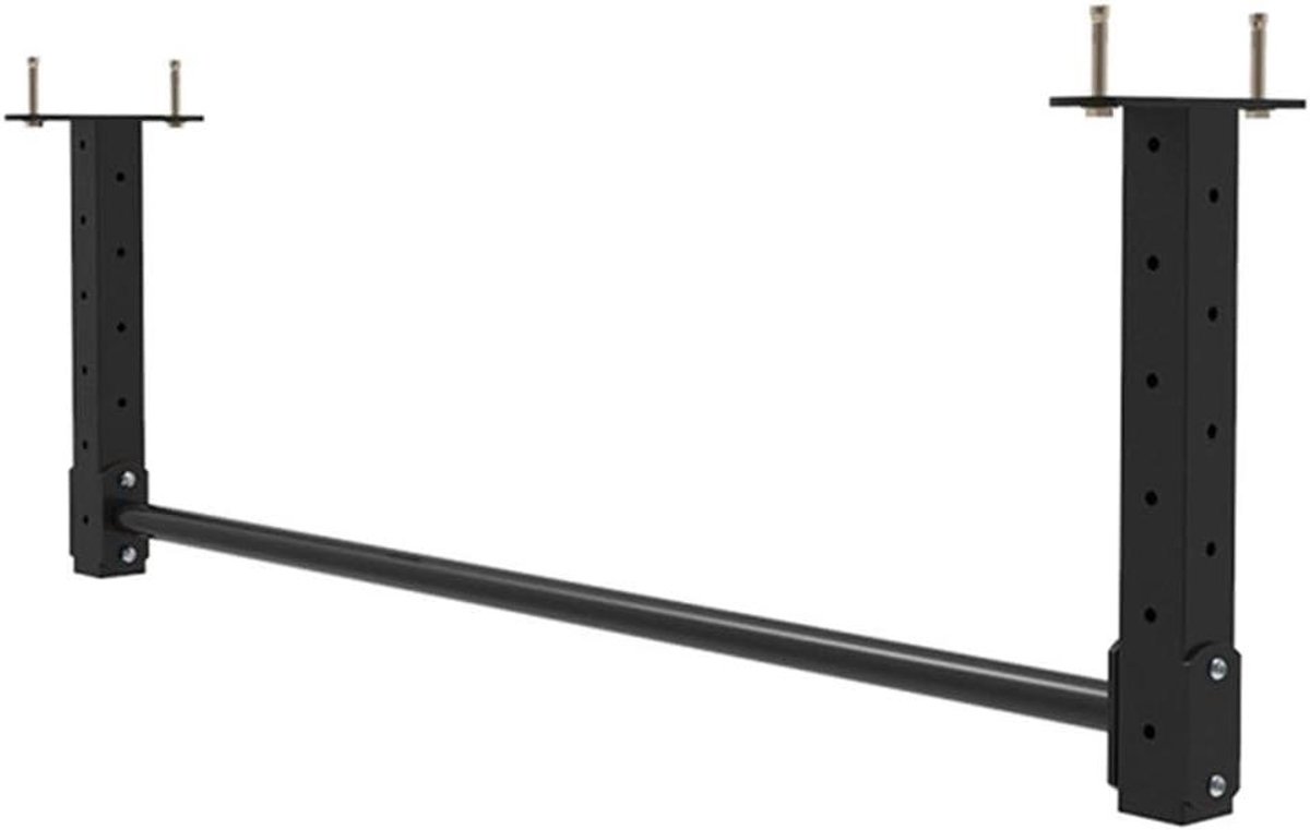 Krachtstation Muurbevestiging - Optrekstang Fitness - Kracht Training - Verstelbare Greep Posities - 98x42x15cm - Mat Zwart