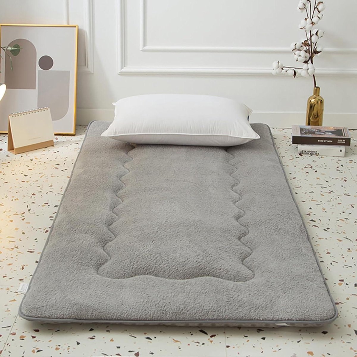 Oprolbaar Matras - Vloerbed - Comfortabel Slapen - Dikke Ondersteuning - 120x - Grijs