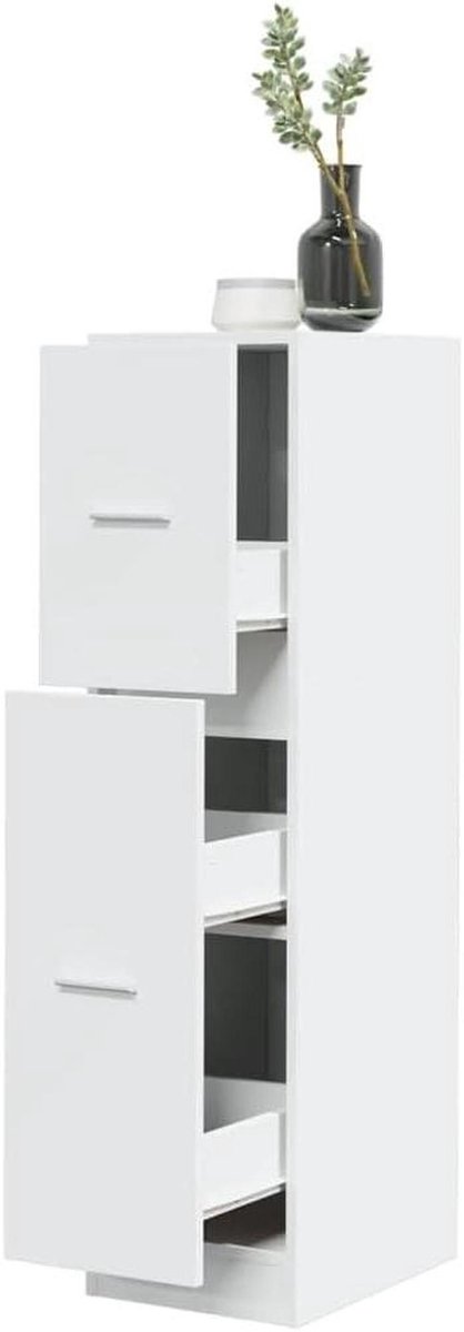 Apothekerskast - Opbergkast Lade - Spullen Organiseren - Bewerkt Hout - 30x41x118 cm - Wit