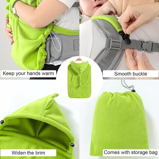 Draagzakhoes Baby - Beschermcape Baby - Buiten Wandelen - Winddicht Ademend - 76 x 63 cm - Groen — afbeelding 3