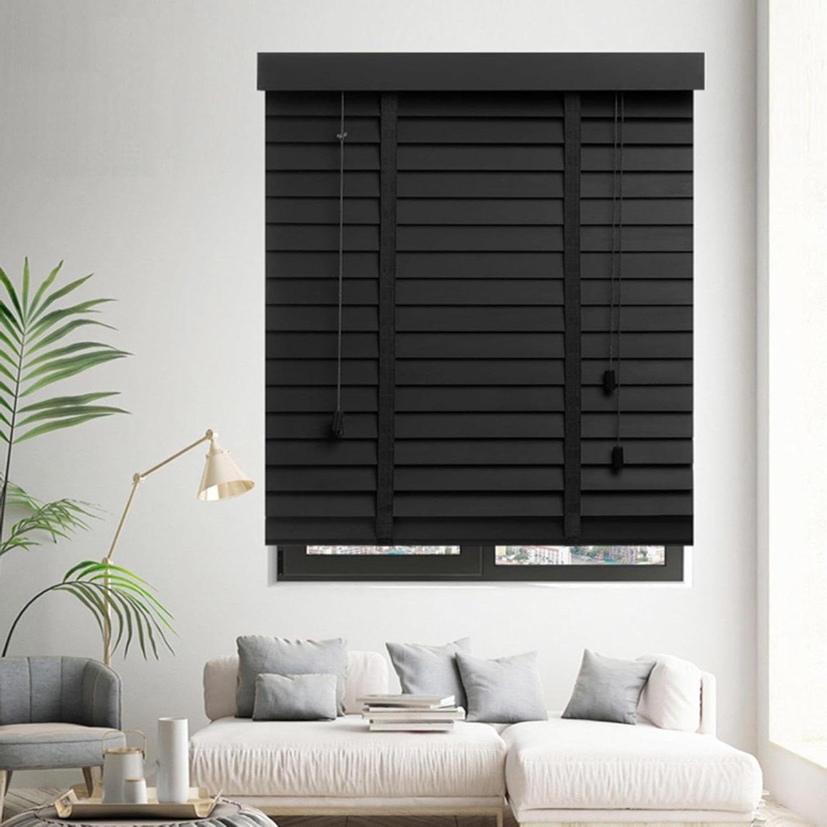 Houten Jaloezieën - Horizontale Raambekleding - Privacy en Lichtregeling - 50mm Brede Lamellen - 125x200 cm - Natuurlijk Hout
