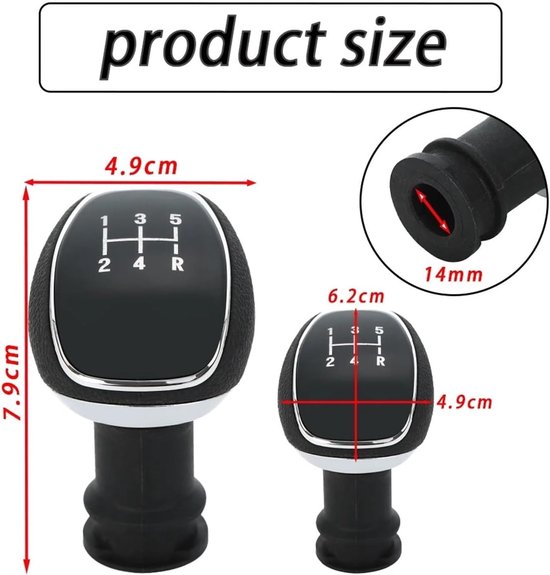 Versnellingspook Knop - Schakelhendel Handvat - Auto Interieur Upgrade - Ergonomisch Ontwerp - 5 Versnellingen - Zwart — afbeelding 3