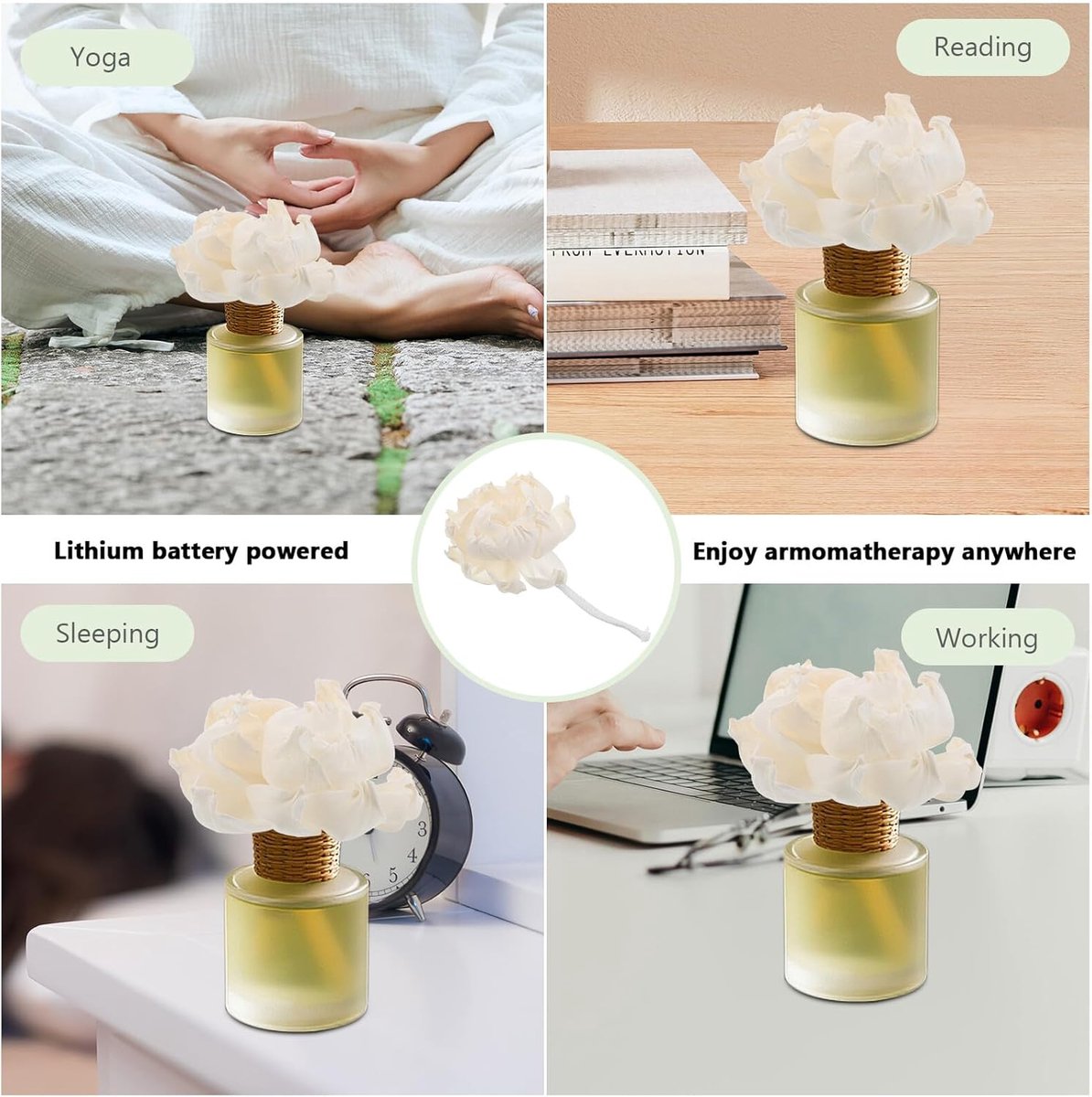 Diffusers Bloemvervanging - Aromatherapie Stokjes - Geur Verspreiden - Luxe Pioenrozen Design - 4 Stuks - Wit — cadeau in Wonen & Interieur - foto 5