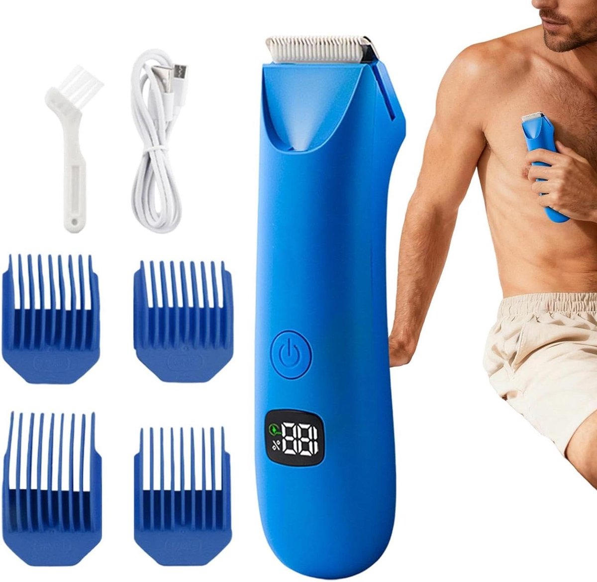 Lichaamshaartrimmer Heren - Elektrische Trimmer - Persoonlijke Verzorging - Digitaal Display - 14 x 3.7 cm - Zwart