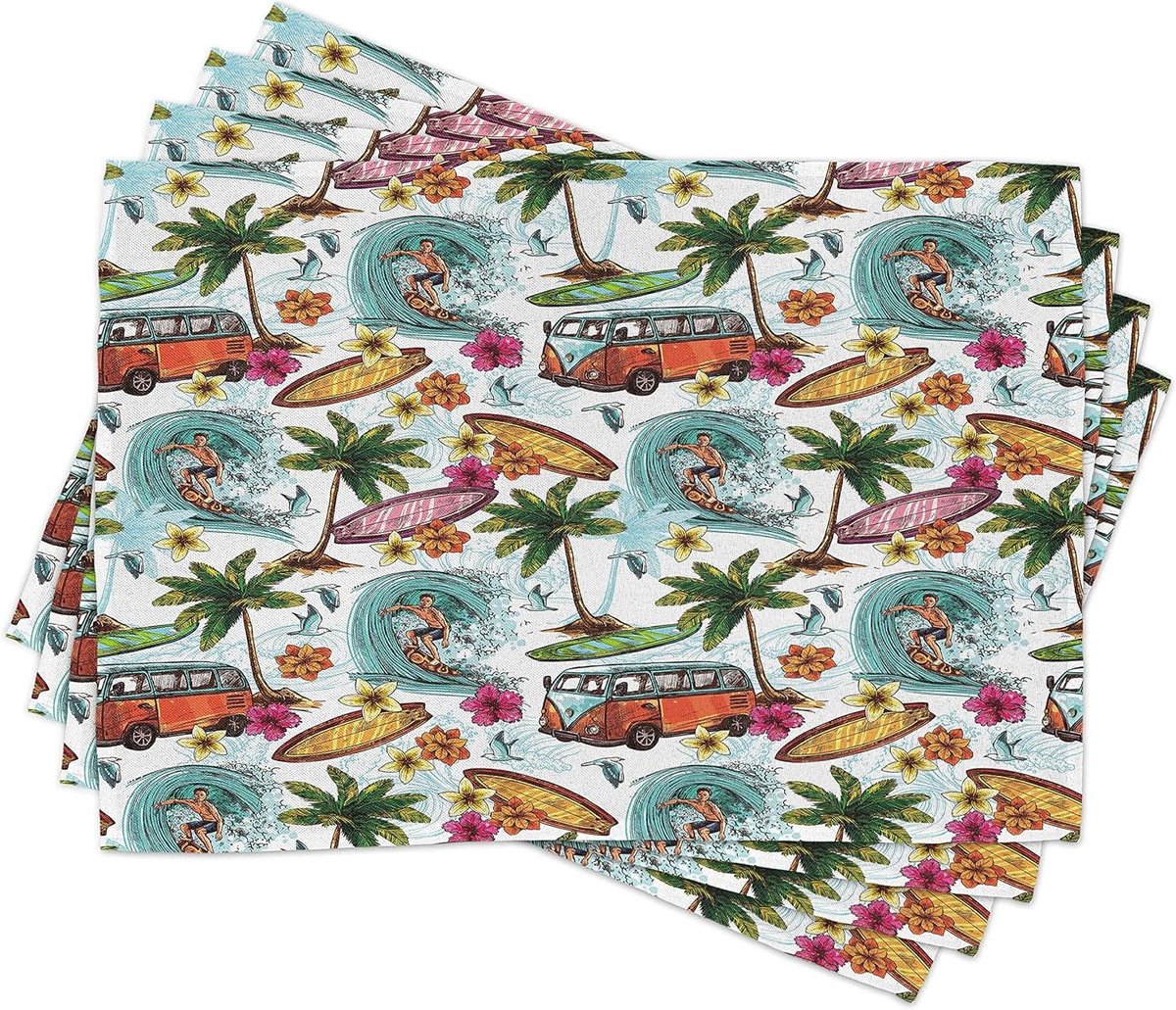 Placemat Set - Tafelmatten - Eettafel Decoratie - Levendige Kleuren - 30x45 cm - Veelkleurig