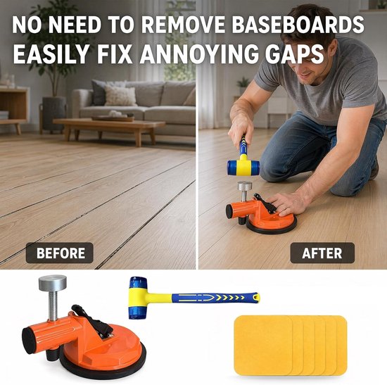 Vloer Reparatiegereedschap - Laminaat Vinyl - Vloeren Herstellen - Met Rubberen Hamer - 6 Kleefpads - Niet Gespecificeerd — afbeelding 5