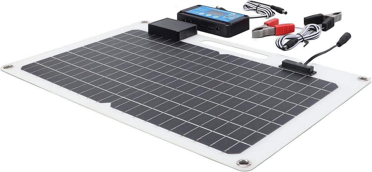 Zonnepaneel Batterij - Draagbare Stroom - Energie Opladen - Monokristallijn Silicium - 100W - Zwart