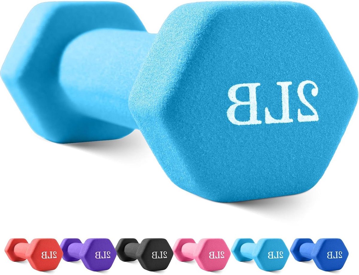 Halters met coating - Fitness gewichten - Kracht training - Anti-rol ontwerp - 1.4 kg - Blauw