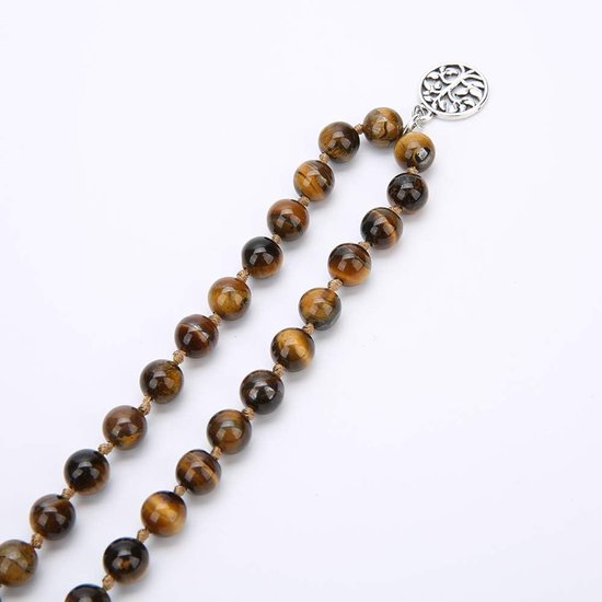 Mala Ketting - Gebedskralen Japa - Meditatie Yoga - Natuursteen 108 Kralen - 44 inch - Tijgeroog — afbeelding 4