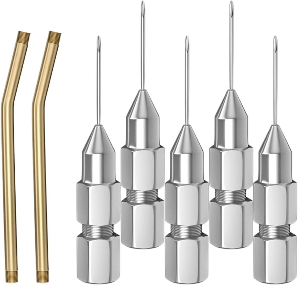 Vetverwijderingsnaalden Set - Compacte Dispenser - Efficiënt Smeren - Ultradunne Mondstukken - 5 Stuks - Zilver