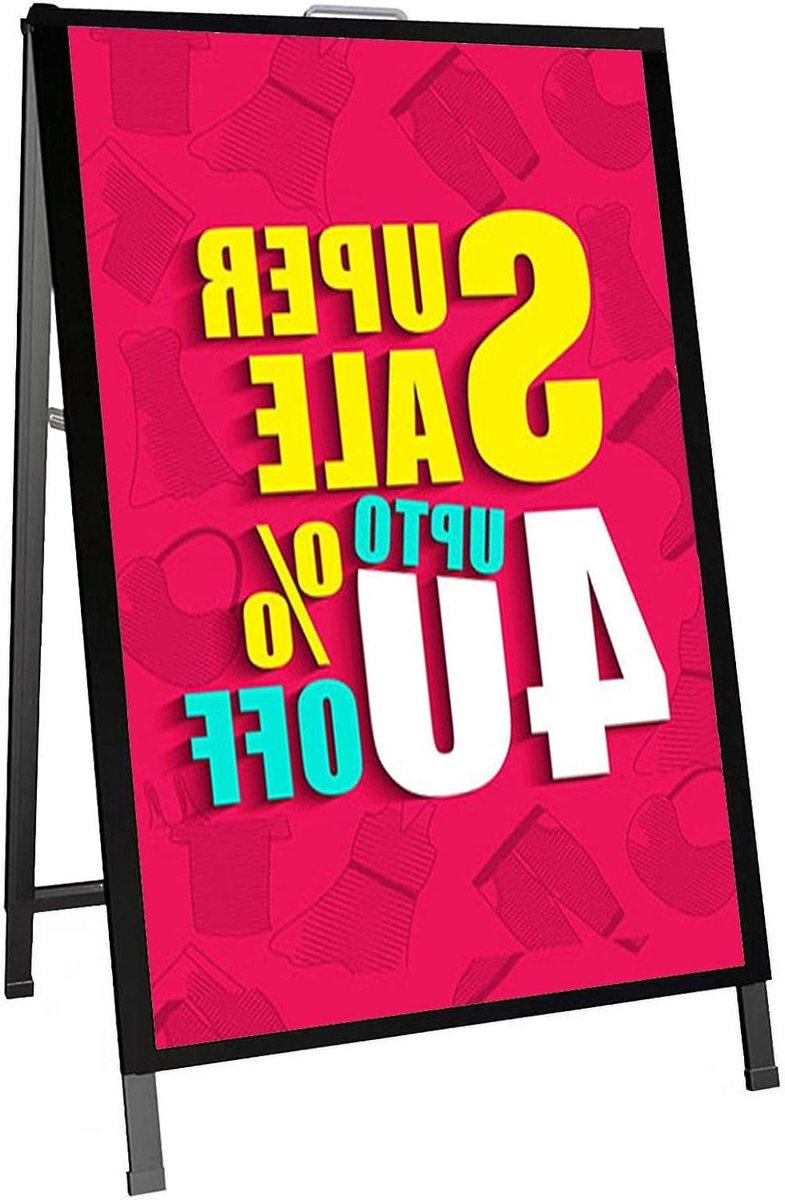 Posterstandaard - Informatiebord - Informatie Tonen - Dubbelzijdig A-bord - 80 x 120cm - Zwart