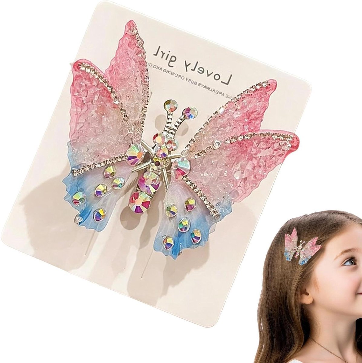 Haarspelden - Strass Clips - Feestelijke Looks - Bewegende Vleugels - 9 x 75 cm - Zilverkleurig