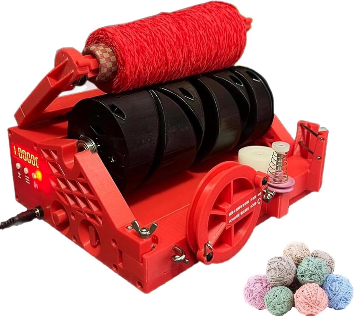 Elektrische garenspinner, automatische wolwikkelmachine met snelheidsaanpassing en digitaal display, maximale lengte 20000 meter, inclusief automatische pauze voor garenweven
