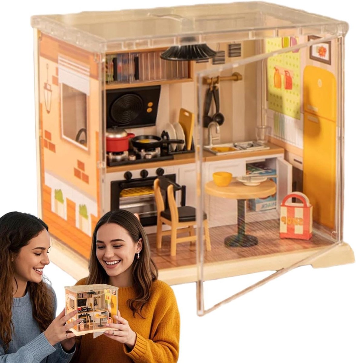 Miniatuur Huis - Poppenhuis Set - Creatief Hobby - Lijmvrije Constructie - 20 x 20 x 10 cm - Keuken