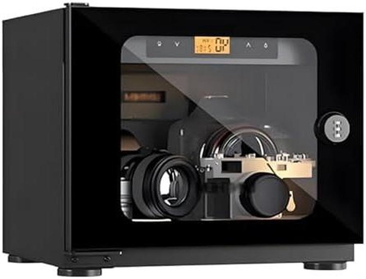 Vochtbestendige opbergdoos - Droogkast elektronica - Apparatuur beschermen - Digitaal touchscreen - 30 liter - Zwart