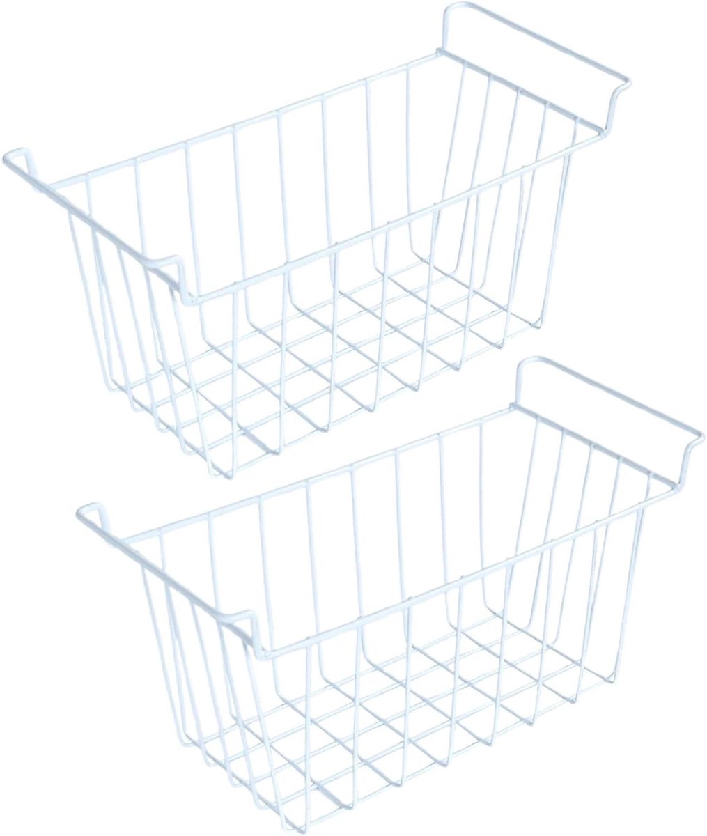 Stapelbare Draadmand - Vriezer Organizer - Voedsel Opslag - Vorstpreventie Ontwerp - 46 x 26 x 24.5 cm - Zwart