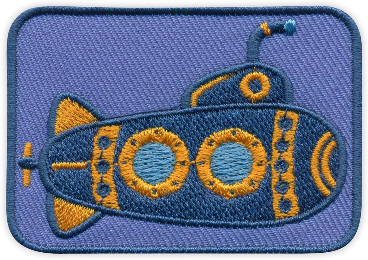 Onderzeeër Patch - Embleem Insigne - Kleding Versieren - Klittenband Bevestiging - 7x5 cm - Zwart Blauw Paars