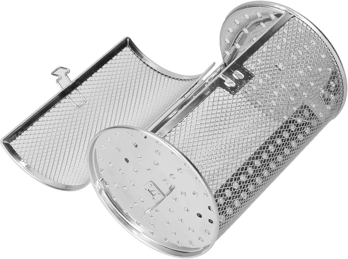 Airfryer Mand - Ovenmand Braadtrommel - Gelijkmatig Roosteren - 360 Graden Rotatie - 12x12x18 cm - Zilver