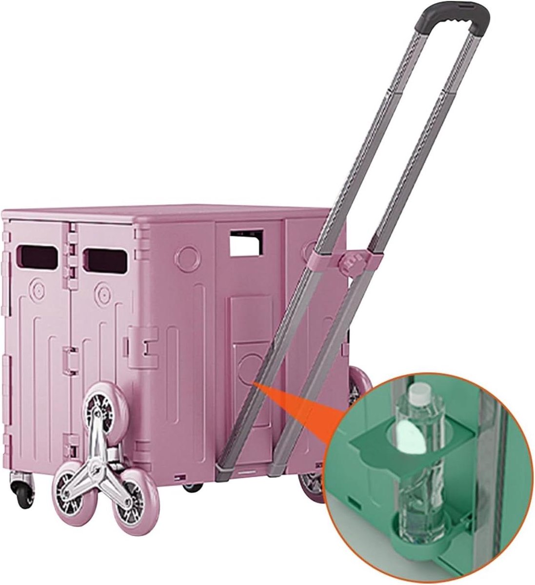 Opvouwbare Trolley - Draagbare Kar - Boodschappen Doen - Met Wielen - Opvouwbaar - Roze