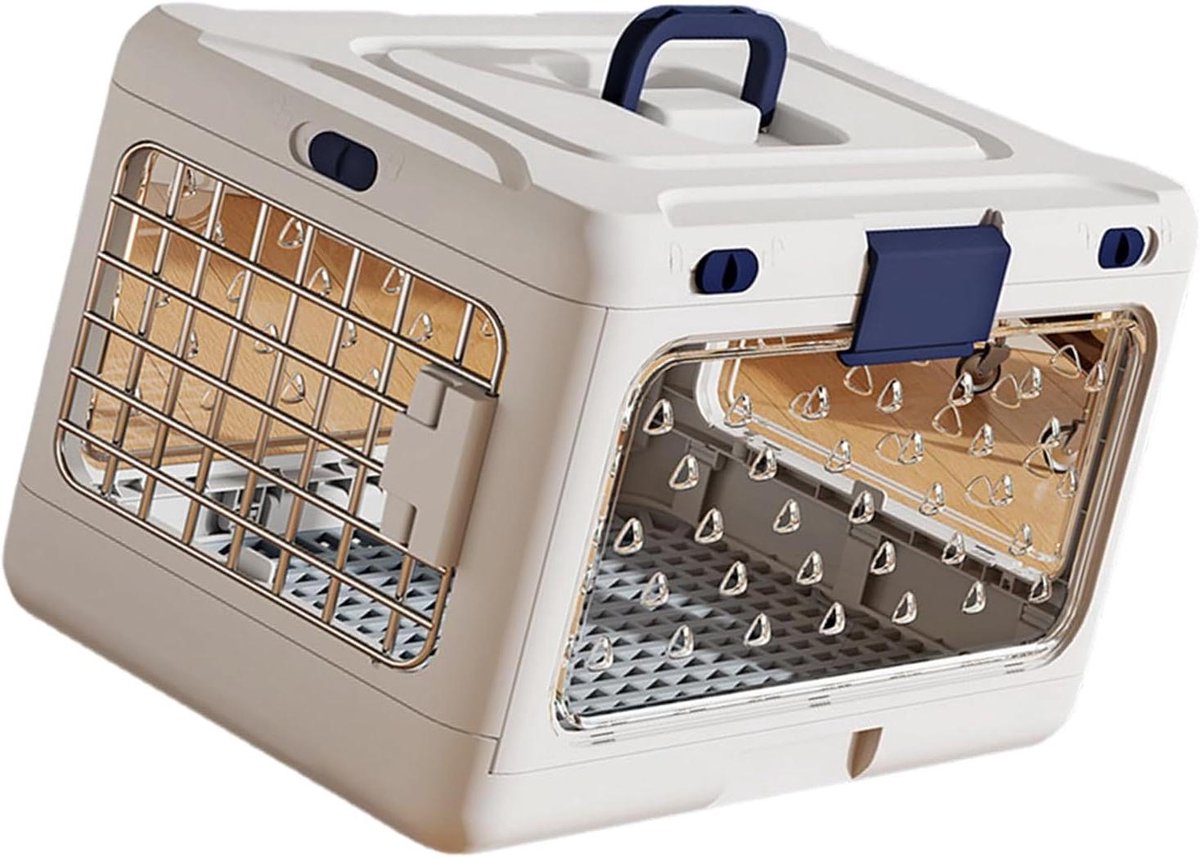 Opvouwbare Hondendraagtas - Draagbare Hondenbox - Reizen met Huisdier - Zichtbaar en Ademend Ontwerp - 50x32x31 cm - Wit