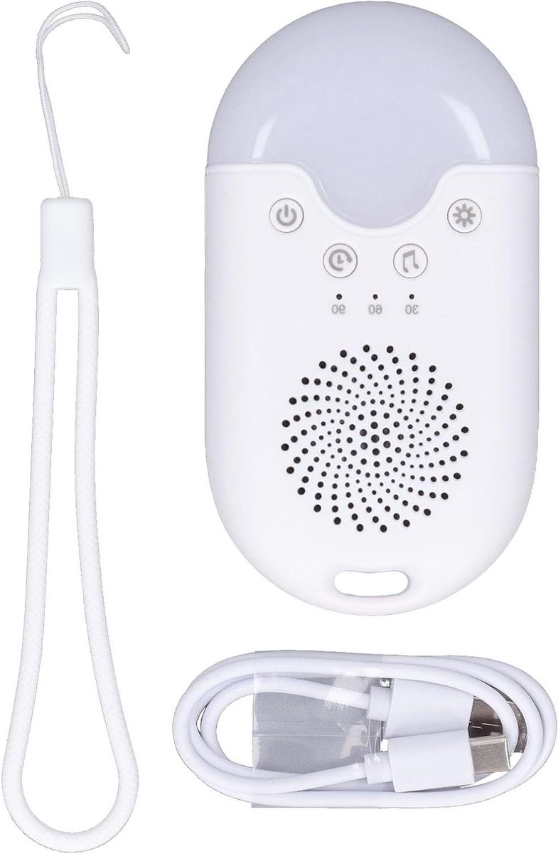 Geluidsmachine Baby - Slaaphulp Apparaat - Rustgevende Slaap - 21 Natuurgeluiden - 65x31x120mm - Wit
