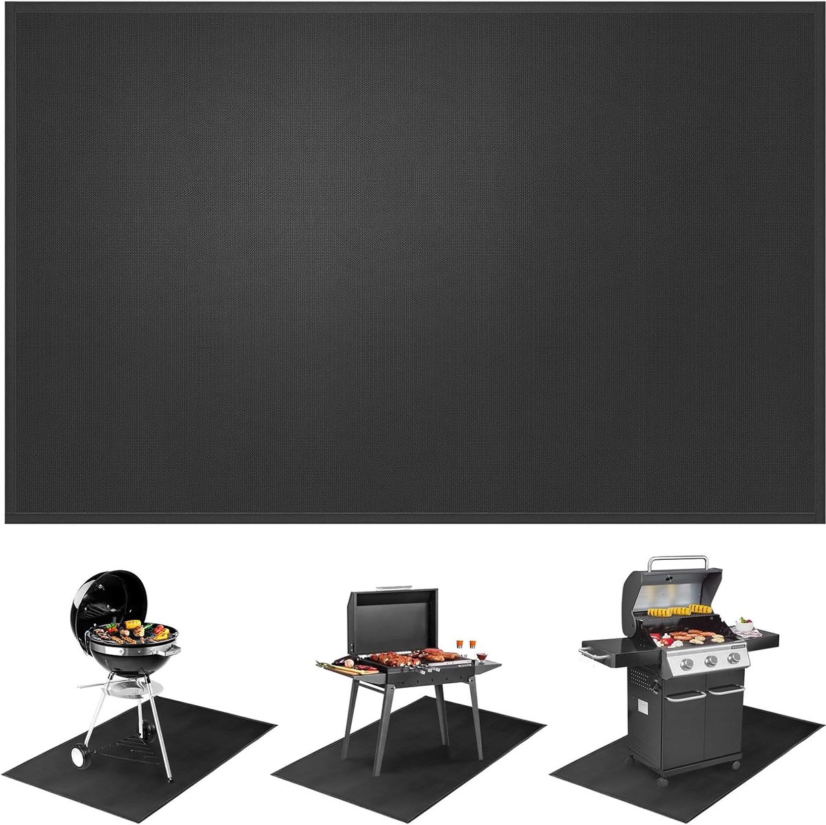 100 x 150 cm Hittebestendige en Brandveilige BBQ‑mat, Vloerbeschermingsmat voor Gasgrill - Houtskoolgrill - Vuurschaal, Haard, Gazon, Terras, Kamperen en Buitenbarbecue