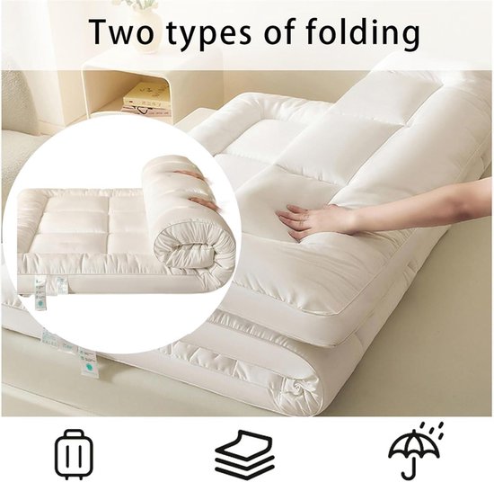 Opvouwbare Futon Matras - Vloermatras Tatami - Comfortabel Slapen - Ademend en Zacht - 150x200cm - One Color — afbeelding 4