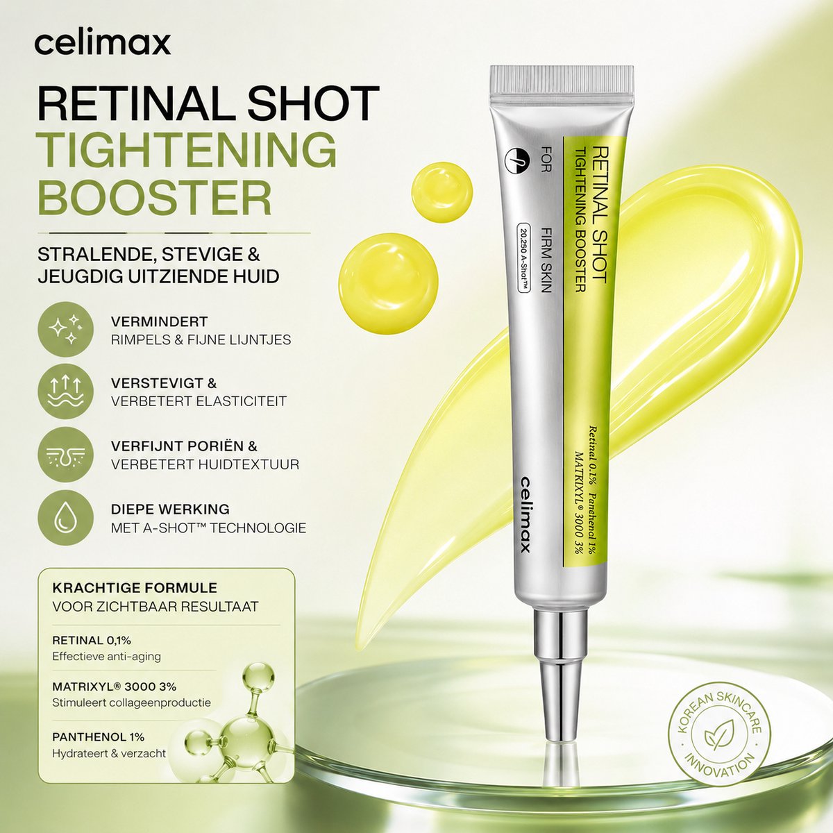 celimax The Vita-A Retinal Shot Tightening Booster 15 ml – Korean Skincare Serum met Retinal – Anti-Rimpel & Verstevigend Gezichtsserum – Tegen Fijne Lijntjes & Poriën