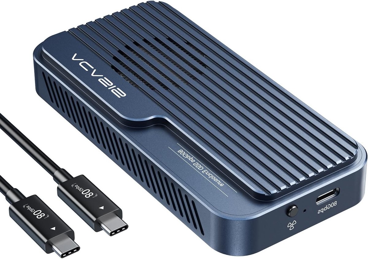 80Gbps M.2 NVMe SSD Behuizing met Koelventilator, Compatibel met USB4 V2.0 en MacBook Pro M4/M4 Pro/M4 Max, Ideaal voor Snelle Gegevensoverdracht en Opslaguitbreiding