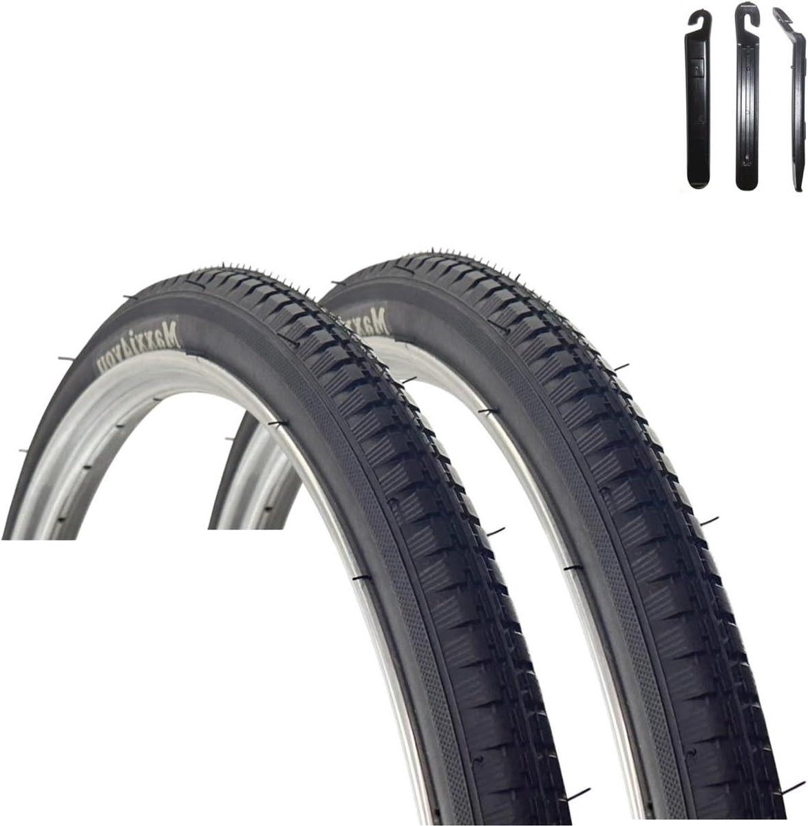 Fietsbanden Set - Banden voor fiets - Stadsritten Lange tochten - Inclusief bandenlichters - 28 x 1 1/2 inch - Zwart