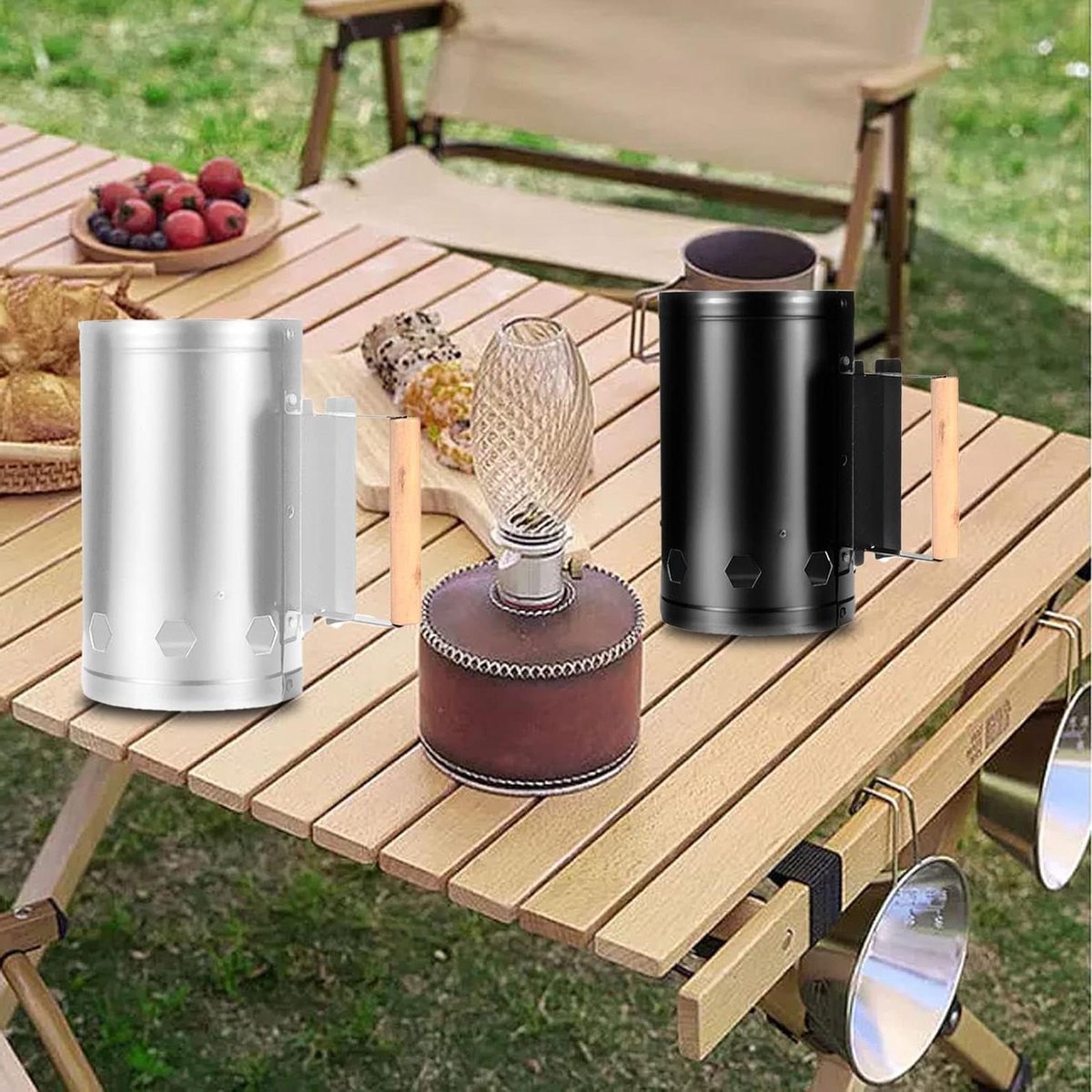 Houtskool Starter - Vuur Starter - Snel BBQ Aan - Windinlaat Ontwerp - 29 x 18 x 18 cm - Wit