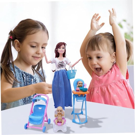 Zwangere pop - Moeder pop - Rollenspel voor kinderen - Baby in de buik - 30 cm - Blauw — afbeelding 5