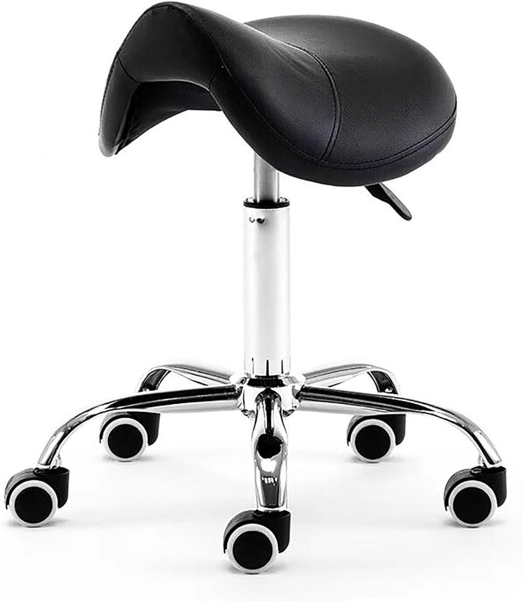 Zadel Kruk - Draaistoel Stoel - Comfortabel Zitten - Verstelbare Hoogte - 60 cm - Zwart